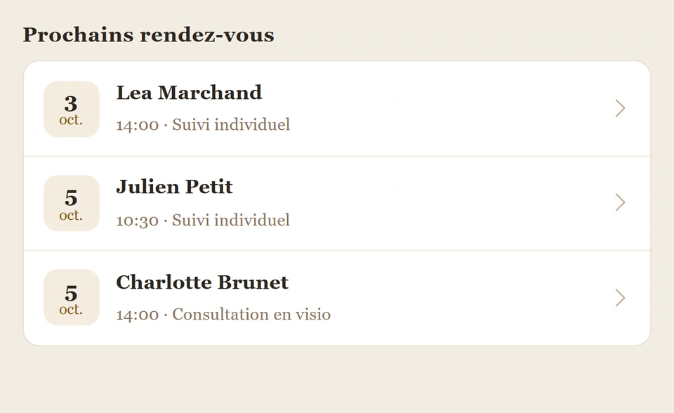 Suivi clients : les prochains rendez-vous